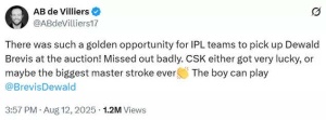 'Nothing to do with rules': AB de Villiers clarifies 'CSK's masterstroke' comment on Dewald Brevis IPL signing