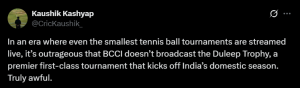 Cricket Fans Lash Out as Duleep Trophy Matches Face Blackout: No Live Coverage for Key Fixtures