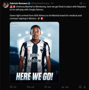 Former Man United Star Anthony Martial Eyes Liga MX Revival, Set to Join Sergio Ramos at Monterrey
