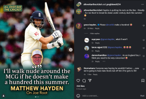 Hayden's Bold Ashes Bet: Ex-Opener Vows Nude MCG Lap if Root Fails to Score Century in Australia