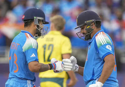 Rohit Sharma and Virat Kohli during a match.