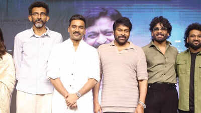 Dhanush showing respect to senior actors Nagarjuna and Chiranjeevi