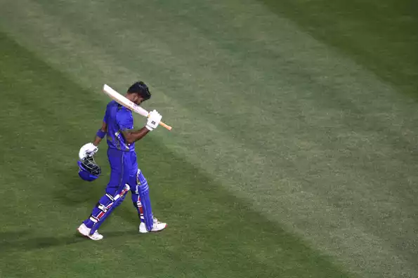 Monank Patel's powerful innings included eight fours and seven sixes.