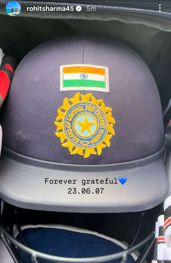 Rohit Sharma's Instagram post commemorating 18 years in cricket.